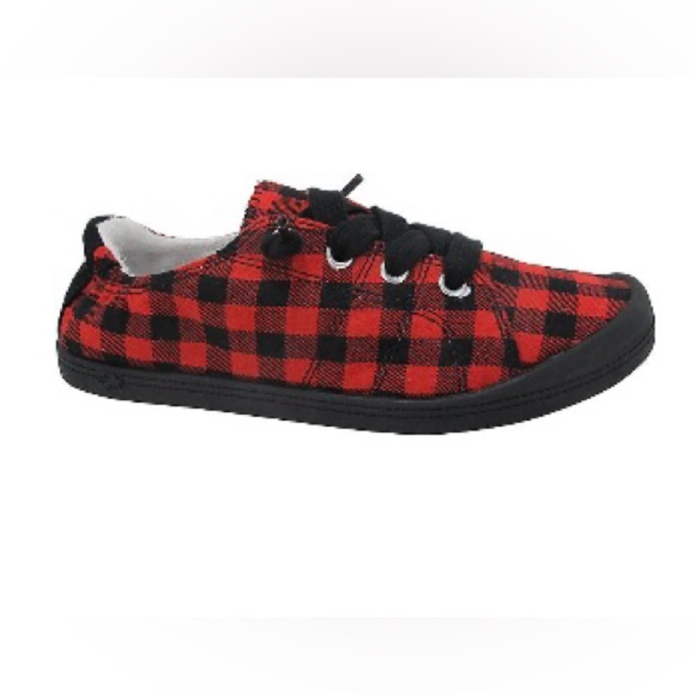 Jelly Pop Black/Red Gingham Lace Up Dallas Sneaker “SOLD-OUT” - Picture 1 of 8